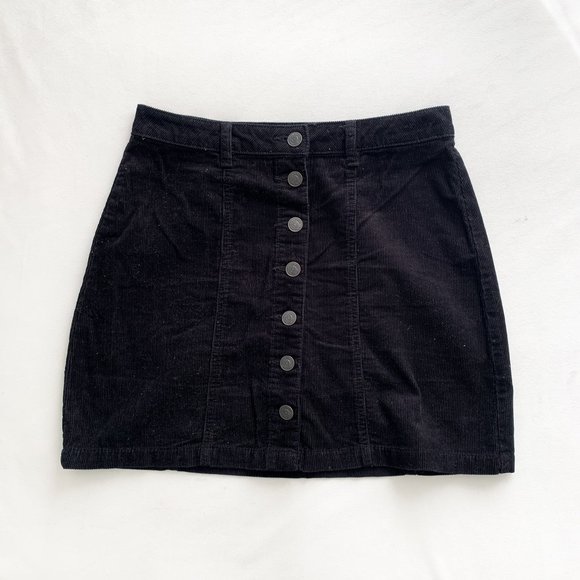 SOLD. Asos Black Corduroy Skirt - Picture 2 of 5